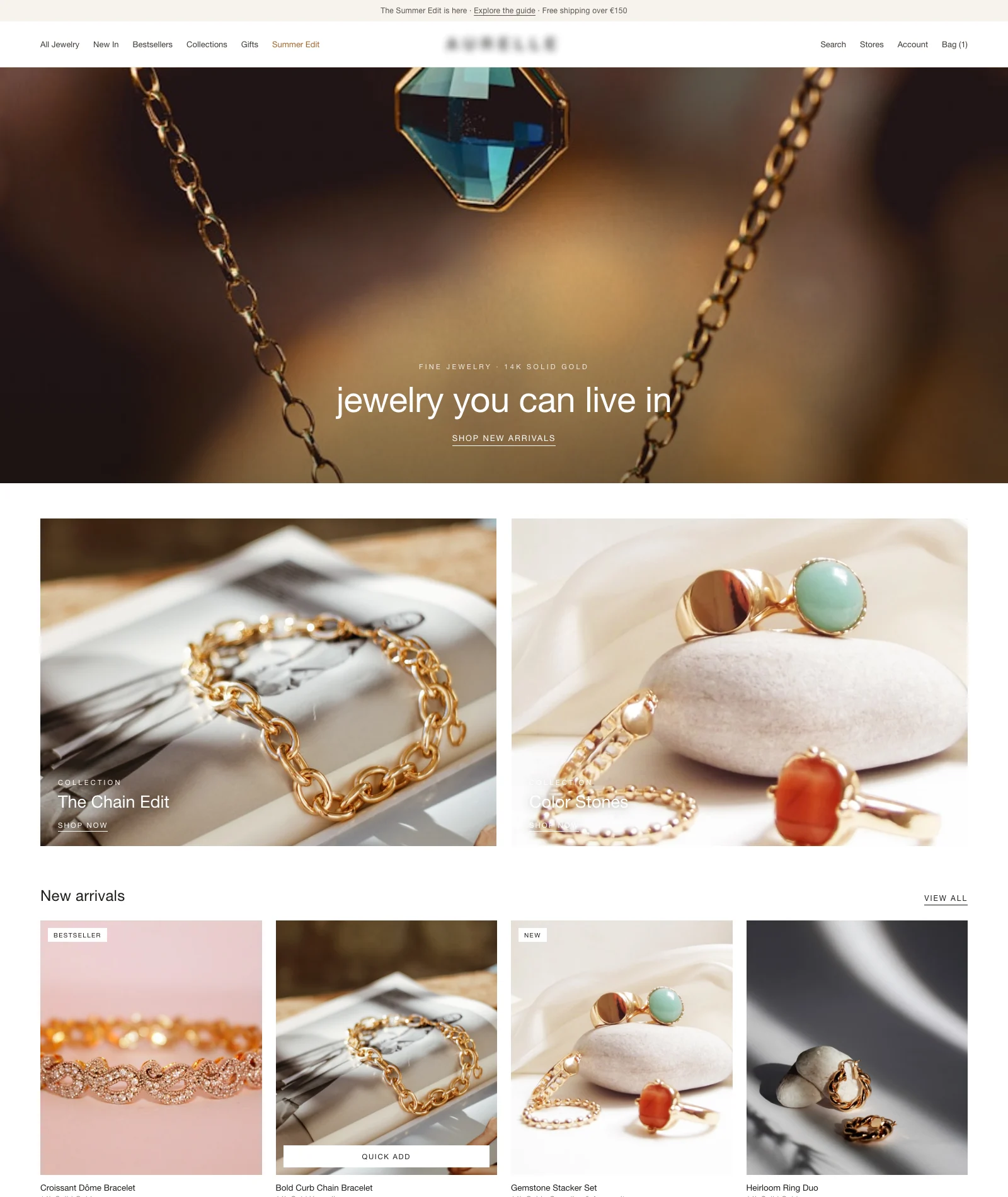 Fine jewelry D2C storefront built by Seedlight on Medusa.js